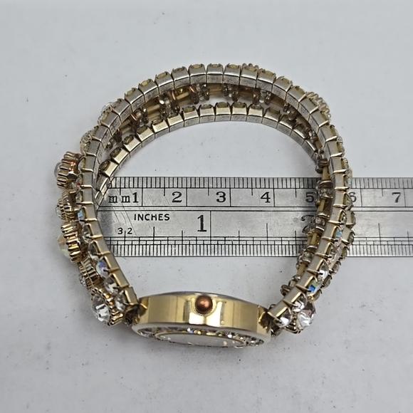 Womens Vintage Cerentino Diamond Gold Tone Watch Crystals Rhinestone New Battery main image 7
